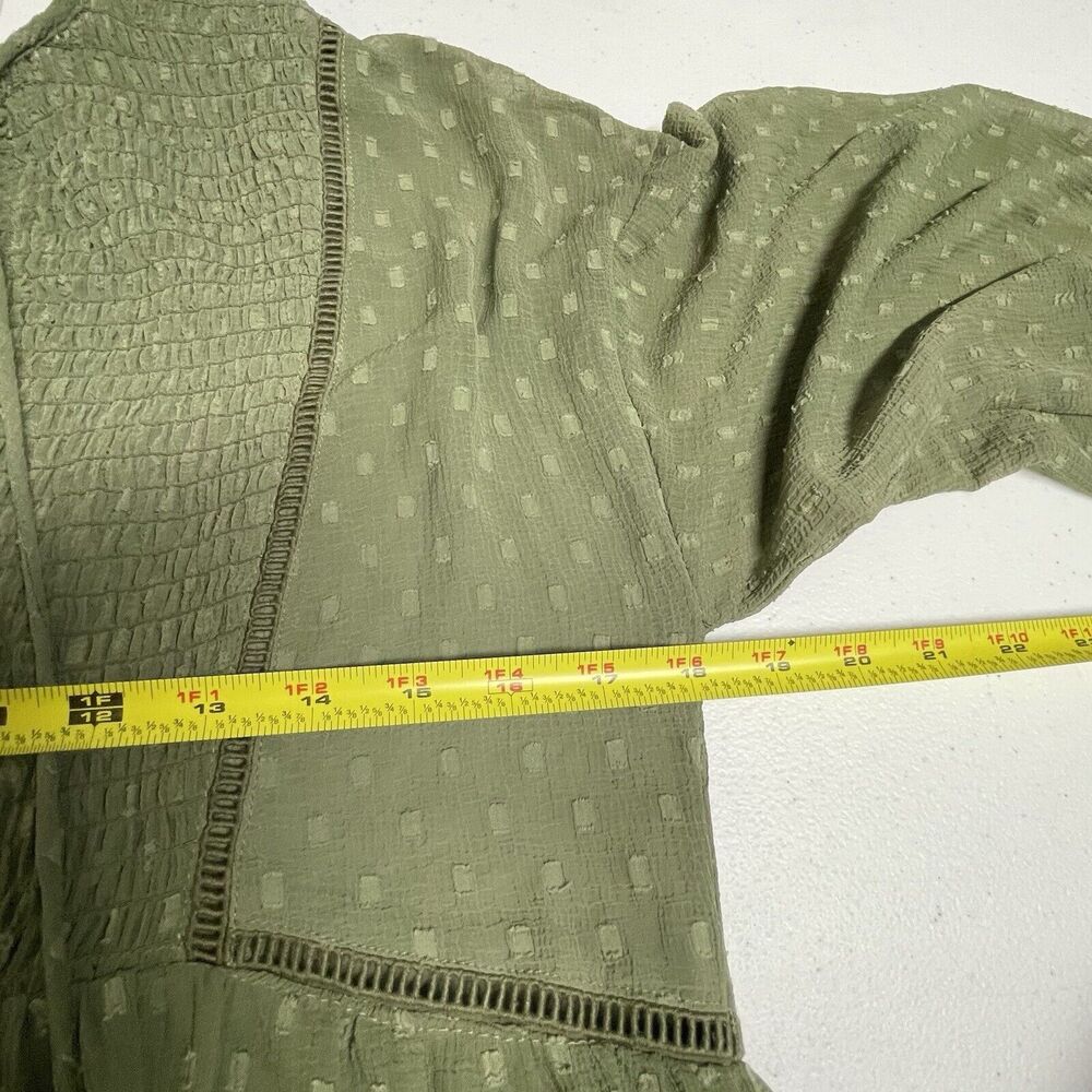 ZARA Green Dotted Mesh Mini Dress Lined Long Sleeve Women’s S - Picture 7 of 8